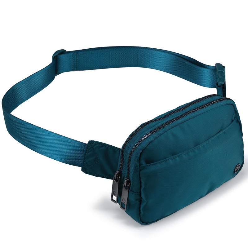 Pander Everywhere Belt Bag for Women, 5 Zipper Pockets Nylon Crossbody Fanny Pack Purse (Teal Blue) - Image 1