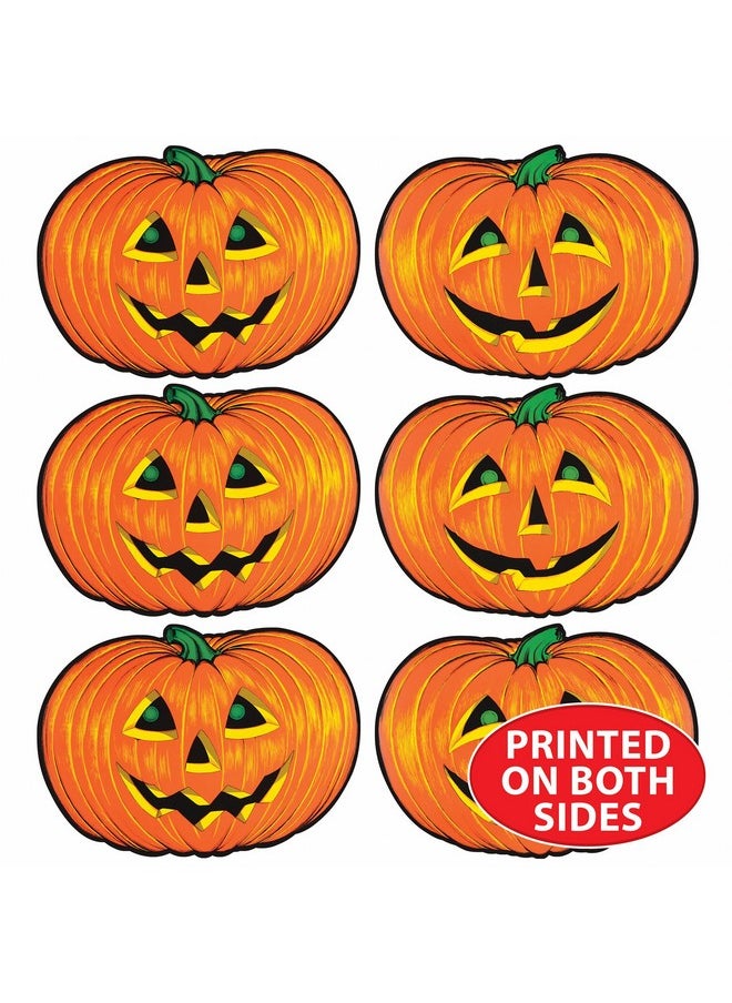 Beistle Beistle 6 Piece Paper Jack-O-Lantern Cut Outs Halloween Party Decorations, Fall Décor, Made in USA Since 1900, 10" x 14", Orange/Yellow/Green  - Image 3
