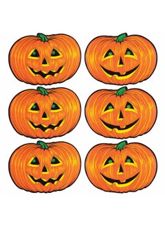 Beistle Beistle 6 Piece Paper Jack-O-Lantern Cut Outs Halloween Party Decorations, Fall Décor, Made in USA Since 1900, 10" x 14", Orange/Yellow/Green  - Image 1