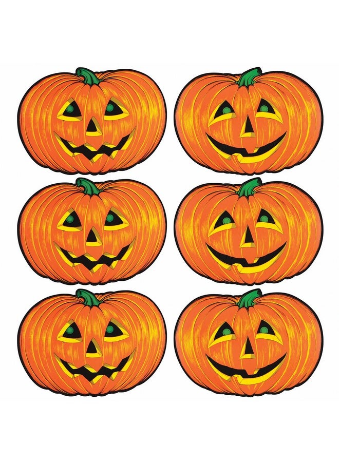 Beistle Beistle 6 Piece Paper Jack-O-Lantern Cut Outs Halloween Party Decorations, Fall Décor, Made in USA Since 1900, 10" x 14", Orange/Yellow/Green  - Image 1