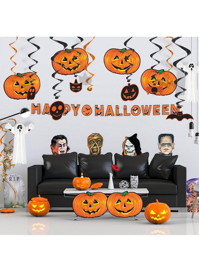 Beistle Beistle 6 Piece Paper Jack-O-Lantern Cut Outs Halloween Party Decorations, Fall Décor, Made in USA Since 1900, 10" x 14", Orange/Yellow/Green  - Image 5