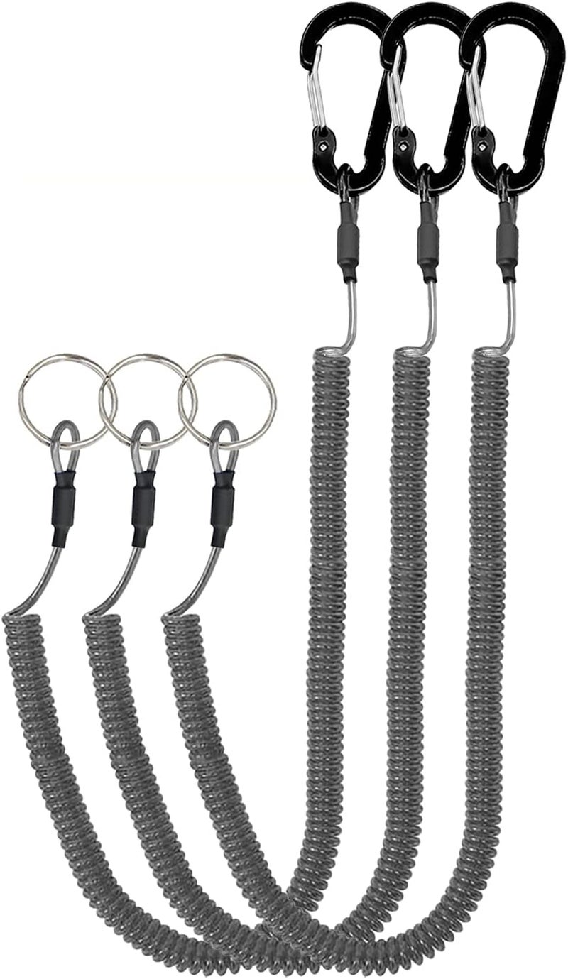 Lix&Rix Retractable Safety Coiled Lanyard with Aluminium Alloy Carabiner Clip, Black/Blue/Green/Red/Silver/Yellow - Image 1
