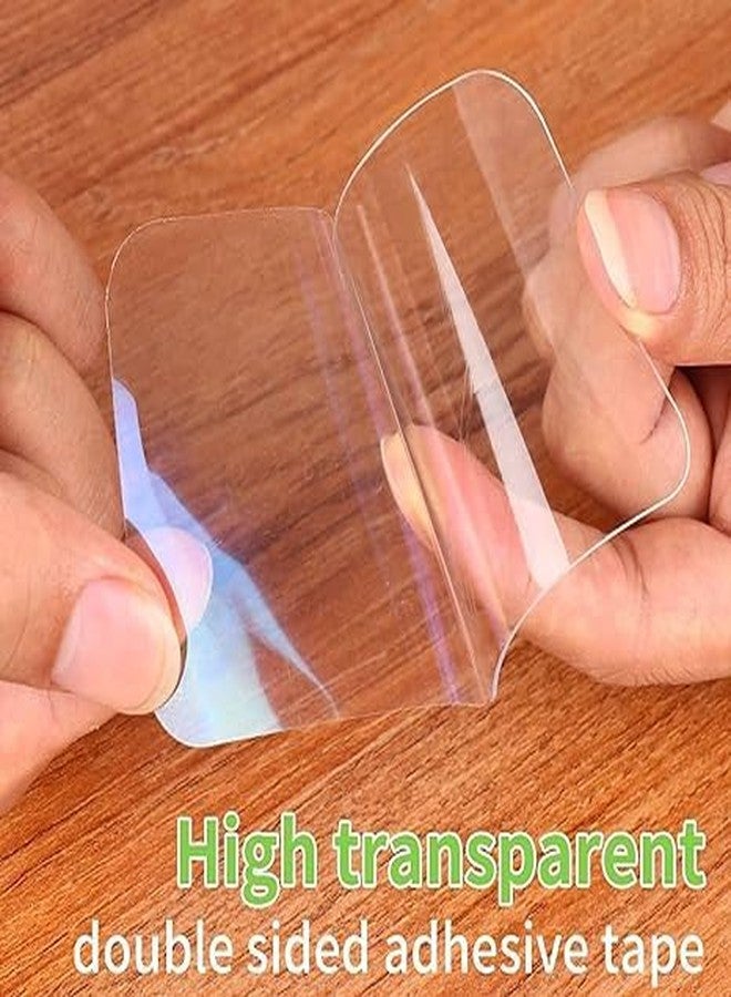 YTM Stainless Steel Wall Hanging Hooks - Heavy Duty, Nail Free, Self Adhesive, Transparent (Pack of 10), Double Sided Sticker - Image 2