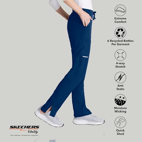 BARCO Skechers Vitality Charge Slim Fit Scrub Jogger for Women – Navy, Mid-Rise, 4-Pocket Bottoms w/ 4-Way Stretch – Moisture Wicking, Quick-Shed, Anti-Static – Medium, Petite Fit - Image 3