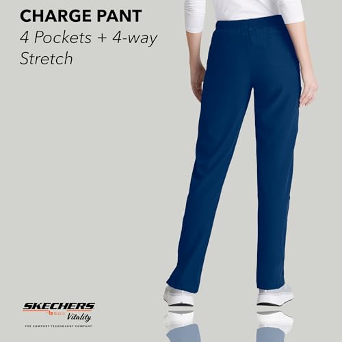 BARCO Skechers Vitality Charge Slim Fit Scrub Jogger for Women – Navy, Mid-Rise, 4-Pocket Bottoms w/ 4-Way Stretch – Moisture Wicking, Quick-Shed, Anti-Static – Medium, Petite Fit - Image 2