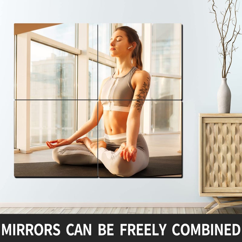 BQRIS Kids Safety Unbreakable Mirror,Acrylic Shatterproof Mirrors Full Length,12"x12"x4 Pack,Children Non Glass Stick on Mirror,Gym Mirror for Home Workout,Bedroom Body Mirrors Wall Dormitory - Image 4