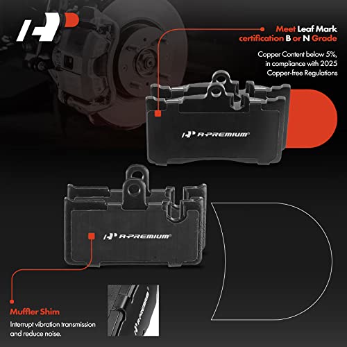 A-Premium مجموعة وسادات فرامل سيراميك أمامية وخلفية A-Premium متوافقة مع بعض طرازات لكزس - LS430 2001 2002 2003 2004 2005 2006، 4.3L، مع الأجهزة، 8 قطع - Image 2