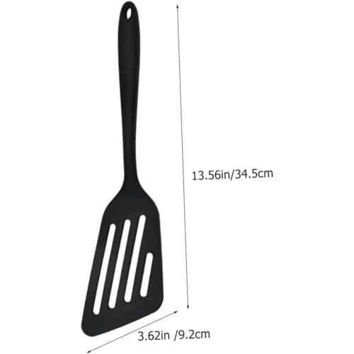 Trifecta Heat Resistant Slot Spatula, Non-Stick Hollow Long Handle Silicone, Kitchen Scraper Wide Pizza Shop Cookware, Slotted Fish Spatula, Easy to Clean (Black, Pack of 1) - Image 2
