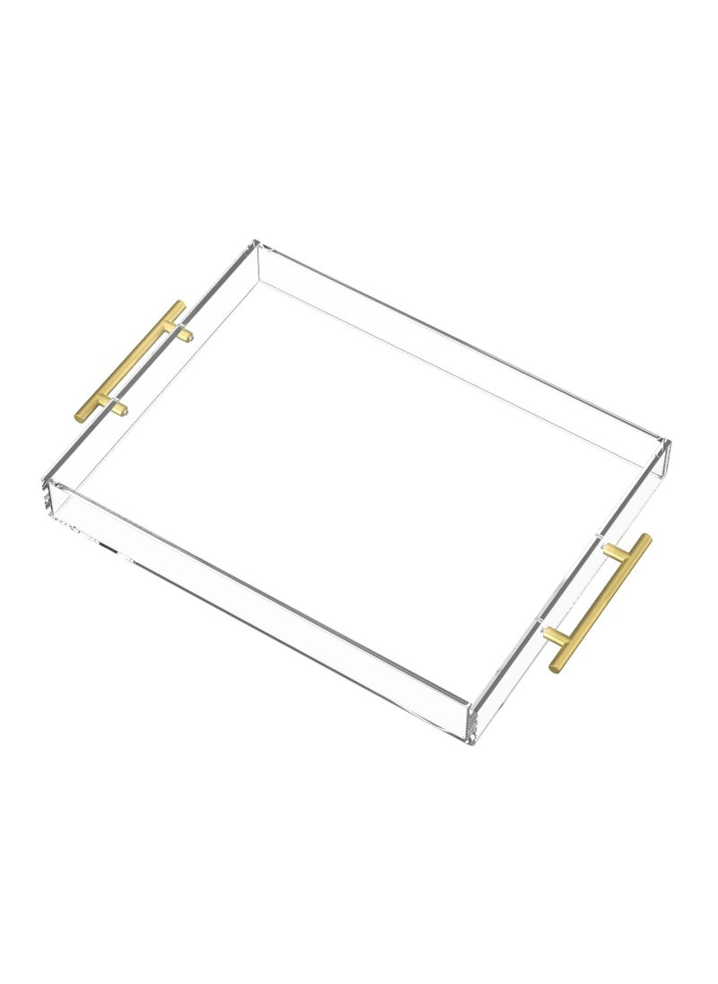 XICEN Acrylic Serving Tray with Handles, Clear Serving Tray, Clear Decorative Stylish Trays for  Coffee Table, Tea, Storage,Serving Food and Breakfast 40*30*5cm  - Image 1