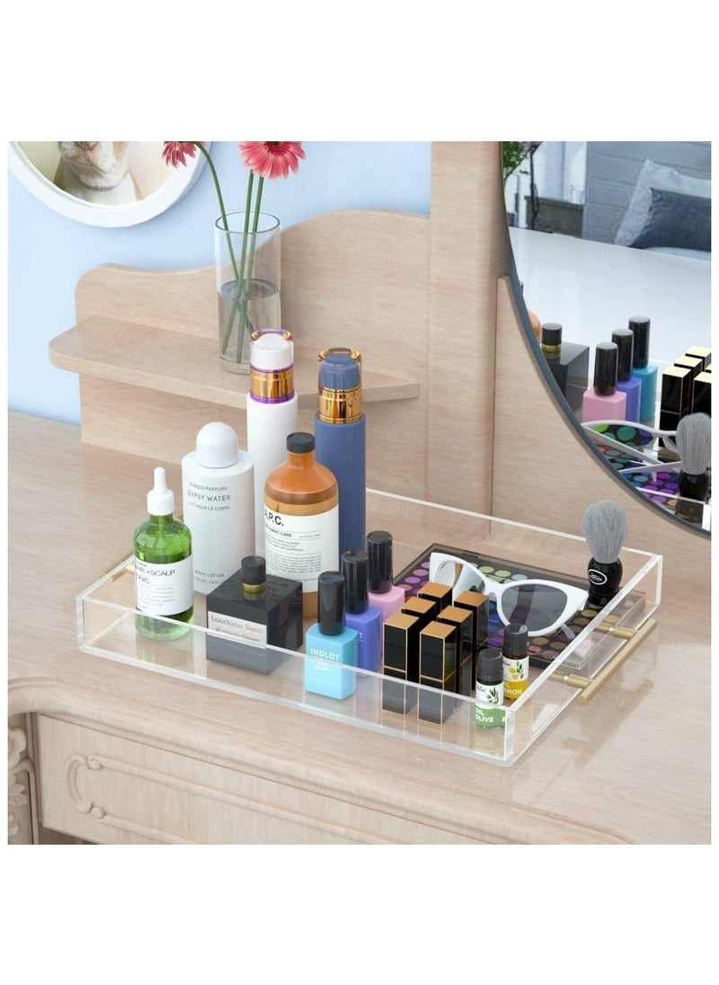 XICEN Acrylic Serving Tray with Handles, Clear Serving Tray, Clear Decorative Stylish Trays for  Coffee Table, Tea, Storage,Serving Food and Breakfast 40*30*5cm  - Image 5