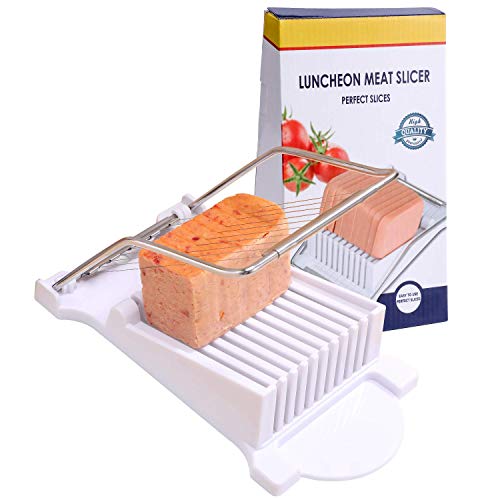 NVTED Slicer, Luncheon Meat Slicer Boiled Egg Fruit Soft Cheese Butter Slicers Cutter, Stainless Steel Wires, Cuts 10 Slices (White) - Image 1