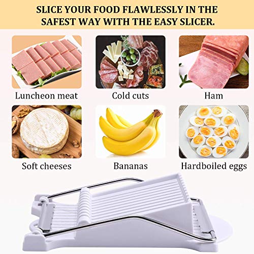 NVTED Slicer, Luncheon Meat Slicer Boiled Egg Fruit Soft Cheese Butter Slicers Cutter, Stainless Steel Wires, Cuts 10 Slices (White) - Image 3