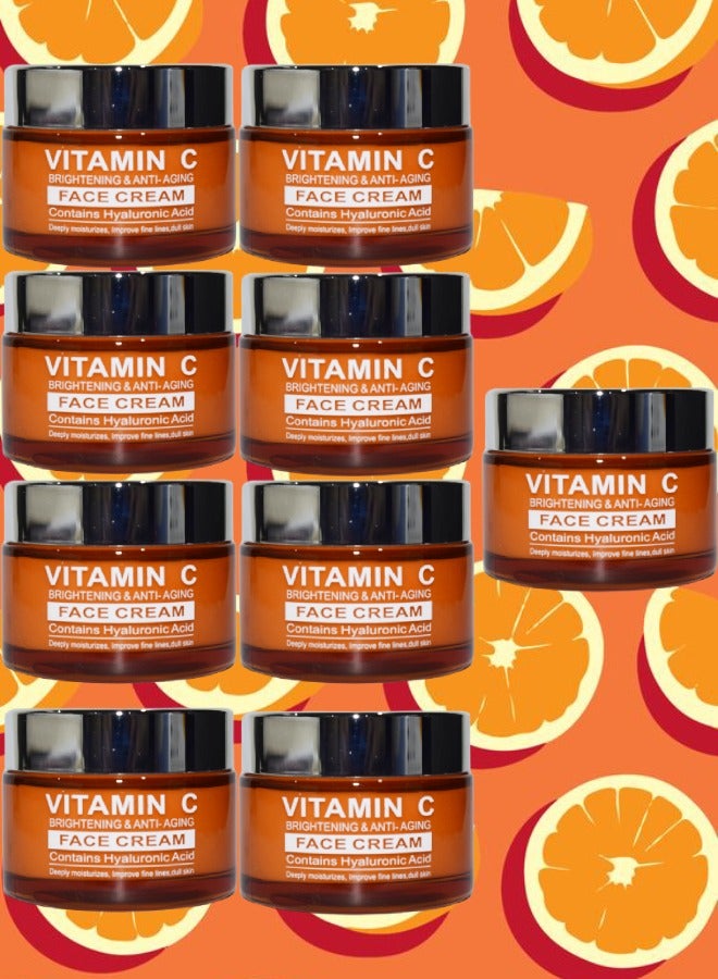 PYRON 9 Pieces Vitamin C Face Cream Brightenin And Anti Aging Deeply Moisturizes Improves Fine Lines Dull Skin 50g - Image 1