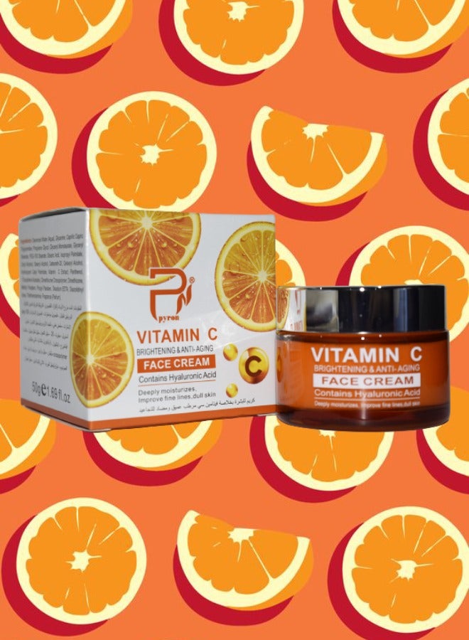 PYRON 9 Pieces Vitamin C Face Cream Brightenin And Anti Aging Deeply Moisturizes Improves Fine Lines Dull Skin 50g - Image 2