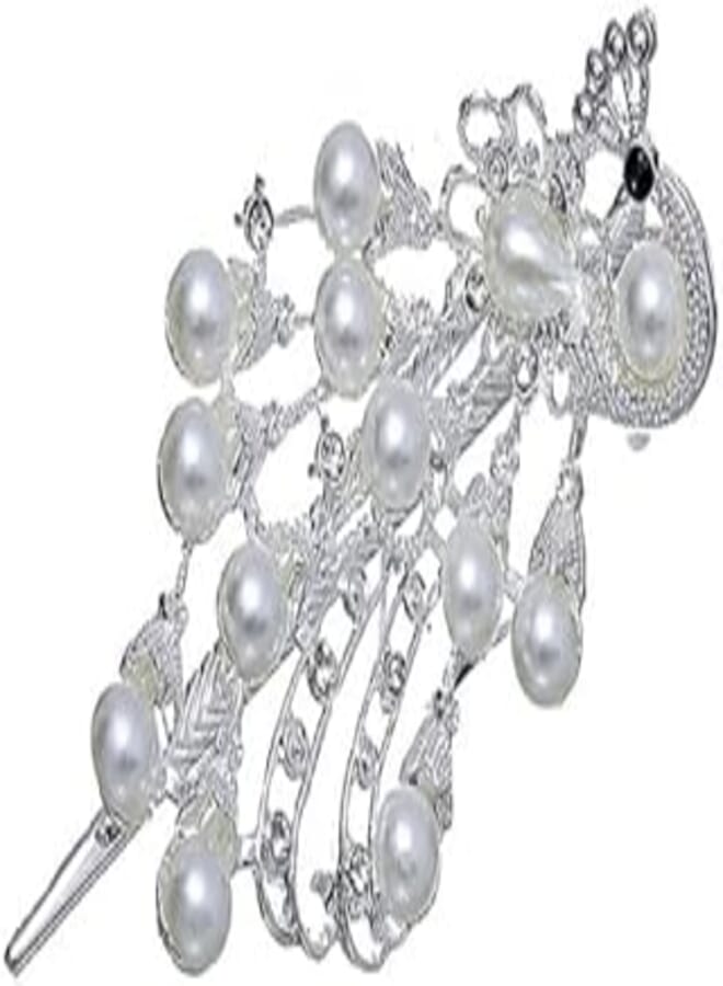 Stainless Steel Peacock Wedding Hair Clip for Women - yellow Silver 632