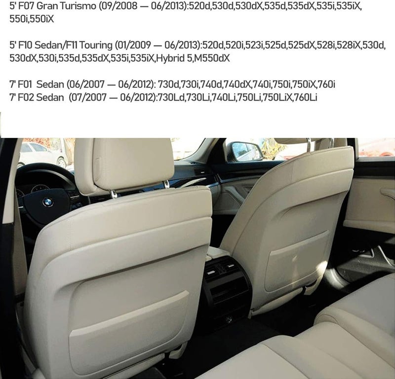 Jaronx Compatible with BMW Seat Back Pocket Cover, Genuine Leather Back Seat Pocket Cover Backrest Seat Panel Cover Replacement Compatible with BMW 5 Series F10 F11 F07, 7 Series F01 F02 (Black) - Image 4