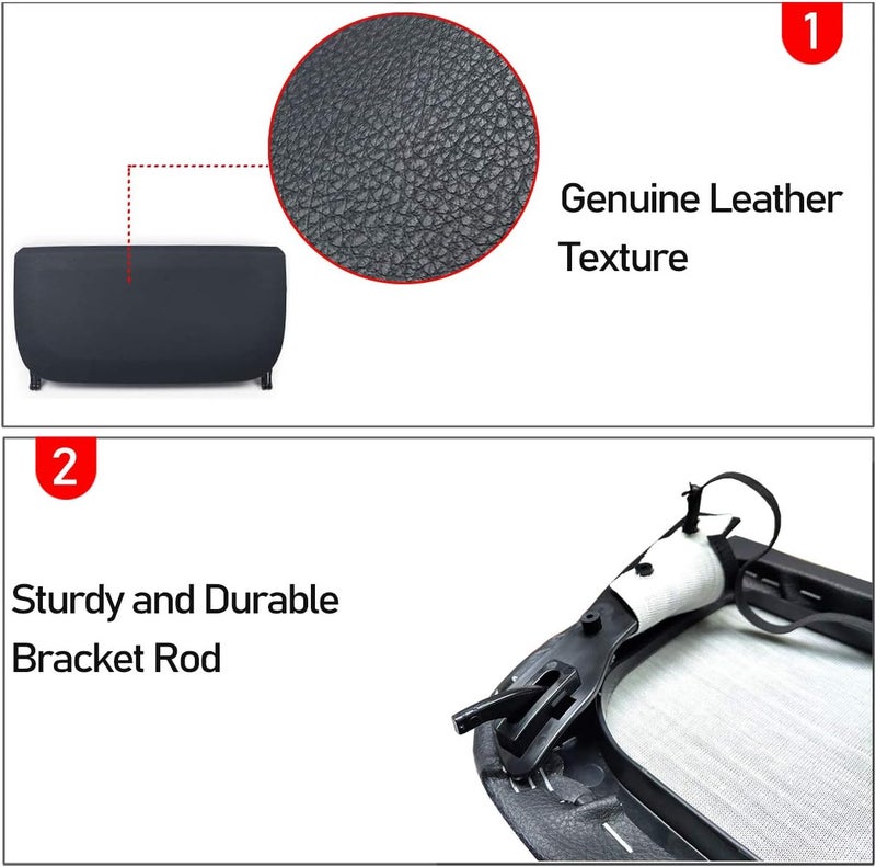 Jaronx Compatible with BMW Seat Back Pocket Cover, Genuine Leather Back Seat Pocket Cover Backrest Seat Panel Cover Replacement Compatible with BMW 5 Series F10 F11 F07, 7 Series F01 F02 (Black) - Image 3
