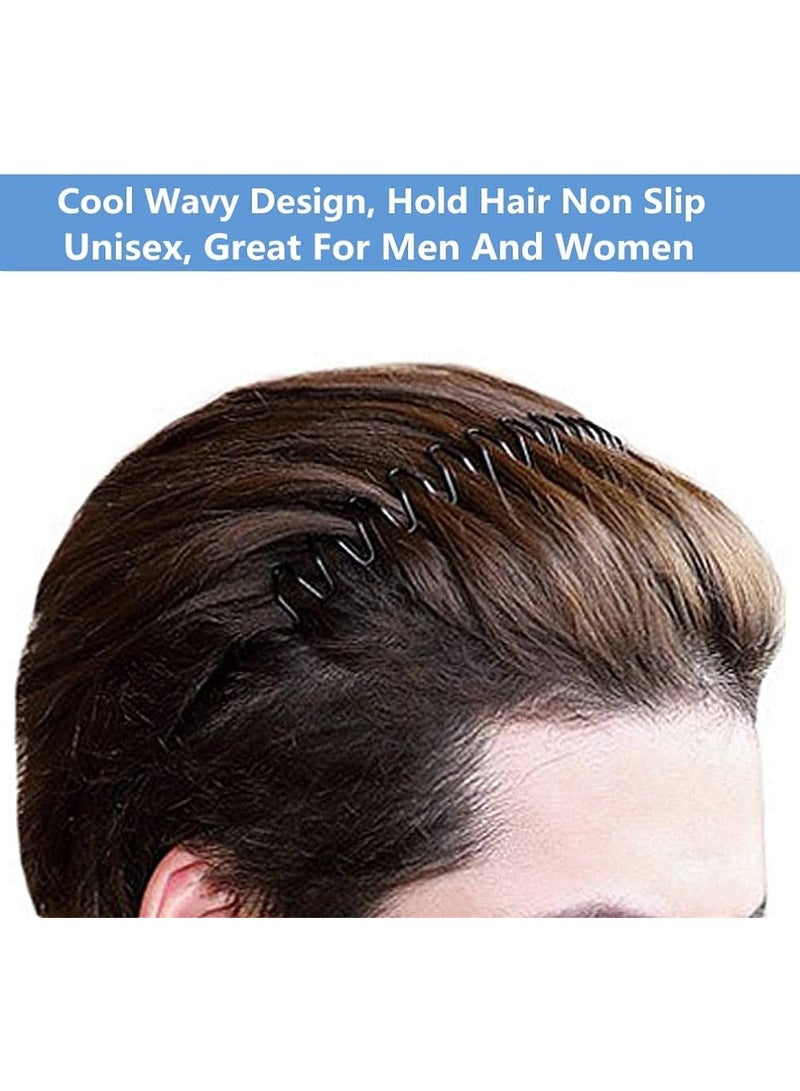 HASANAT ESSENTIALS Essentials Metal Hair Band Men Headband Women's Fashion Elastic Stylish Sports Hairband Head Hoop with Non Slip Wavy Teeth, Black  - Image 1