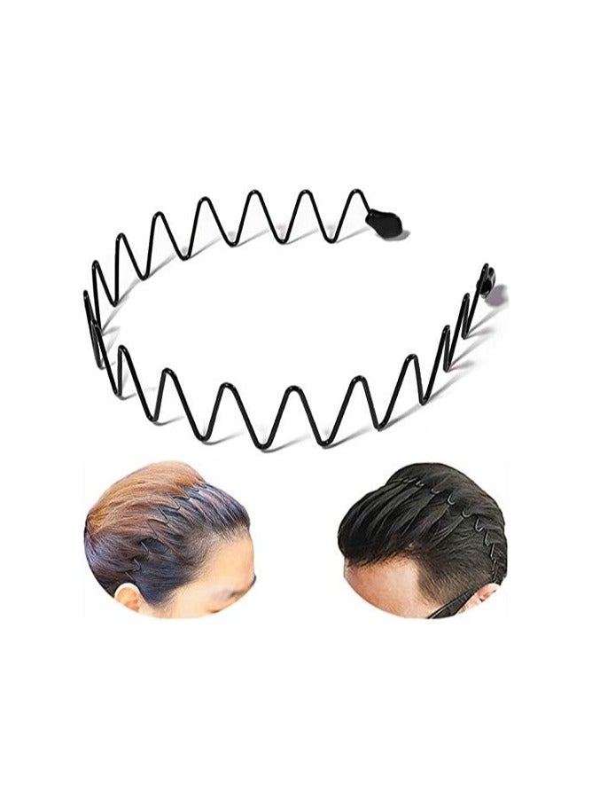 HASANAT ESSENTIALS Essentials Metal Hair Band Men Headband Women's Fashion Elastic Stylish Sports Hairband Head Hoop with Non Slip Wavy Teeth, Black  - Image 3