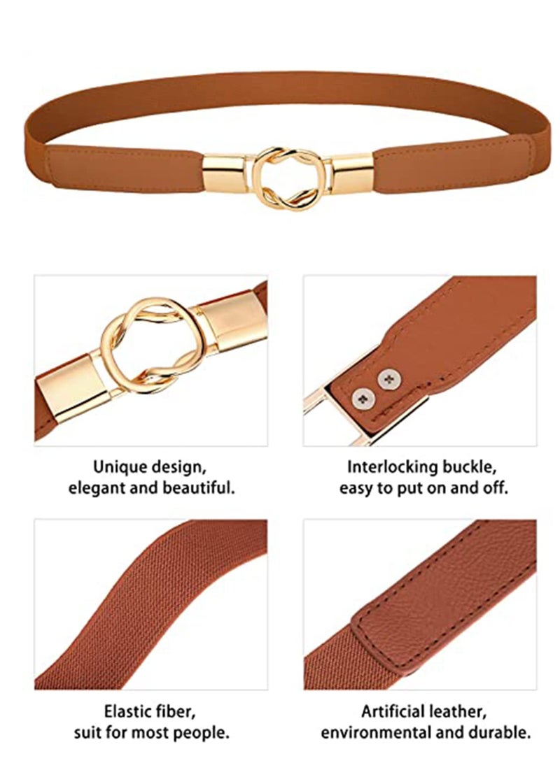 Women’s Skinny Elastic Waist Belt Set with Vintage Buckle 3 Pieces Fashion Accessories for Dresses Jeans and Shorts - Image 4