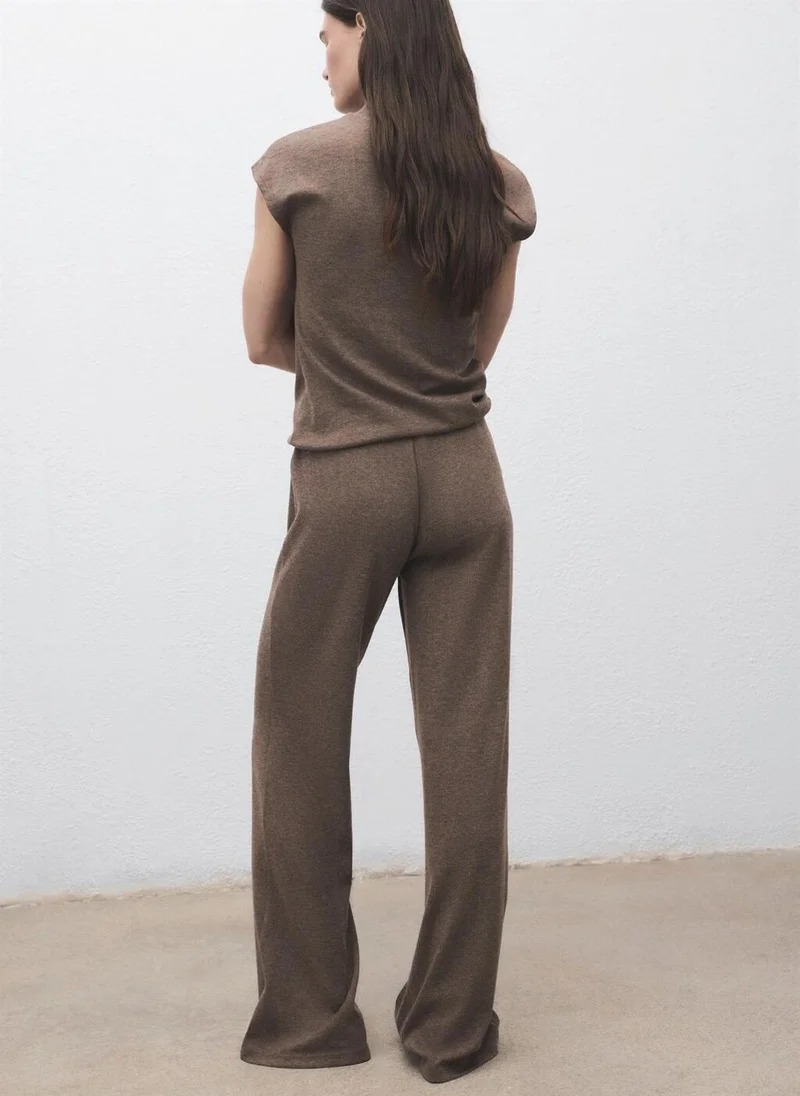 MANGO Knitted trousers with elastic waistband