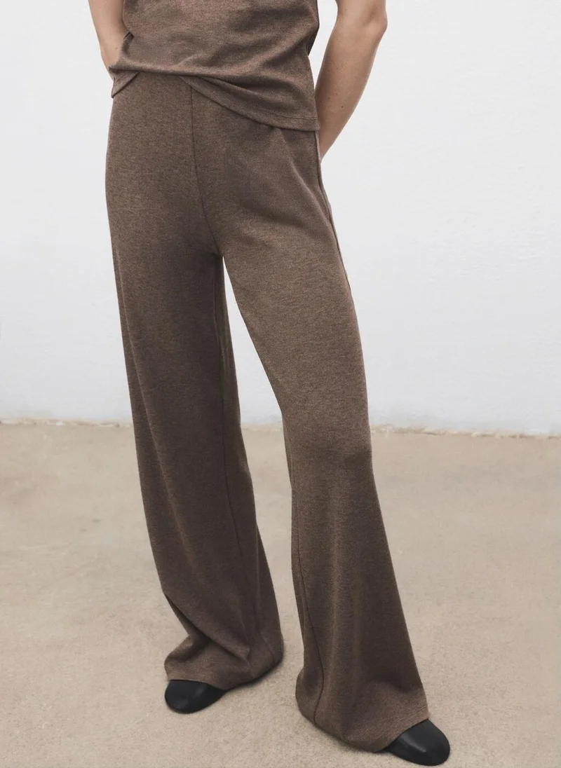 MANGO Knitted trousers with elastic waistband