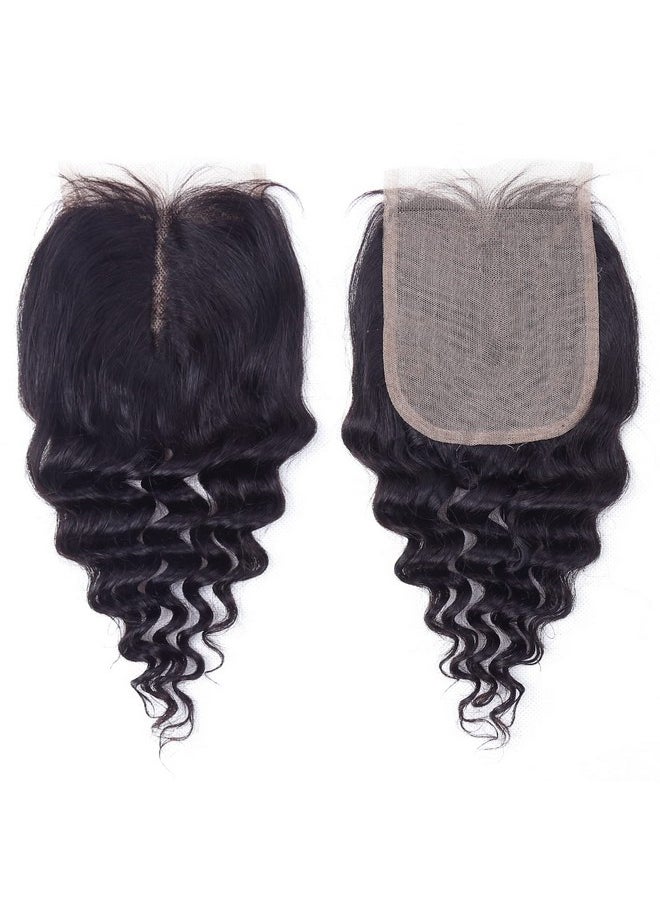FQ Deep Water Wave Bundles With Closure Brazilian Deep Short Bob Curly Human Hair 4 Bundles With 4X4X1 Middle Part Lace Closure Wet And Wavy Bundles With Lace Closure 50G/Bundle(10 10 10 10+10)  - Image 5