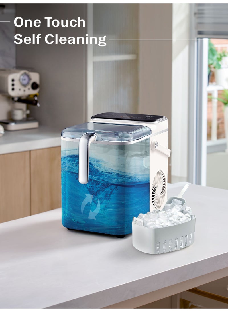 GREEN LION Frost Core 110W Ice Maker 1.5L with Touch Control Panel & Self-Cleaning Mode / 6 Min Quick Ice / 1.5-12 Hours Timer Setting / Day On/Night Off Function / Small & Large Ice Cubes / ABS + PP Material - White - Image 2