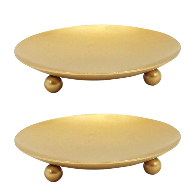 YYaaloa 2 Pack Gold Decorative Iron Plate Candle Holder 433 Candle Stand Candle Plate for LED  Wax Candles Incense Cones Spa Weddings Gold2 Pack