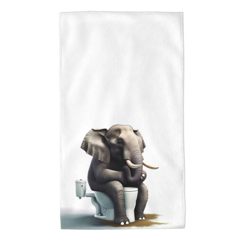 Mount Hour Elephant Sitting on The Toilet Hand Towels Funny Animals Face Towel Guest Towel Portable Kitchen Tea Dish Towels Washcloths Bathroom Decor Housewarming Gifts 157 X 275