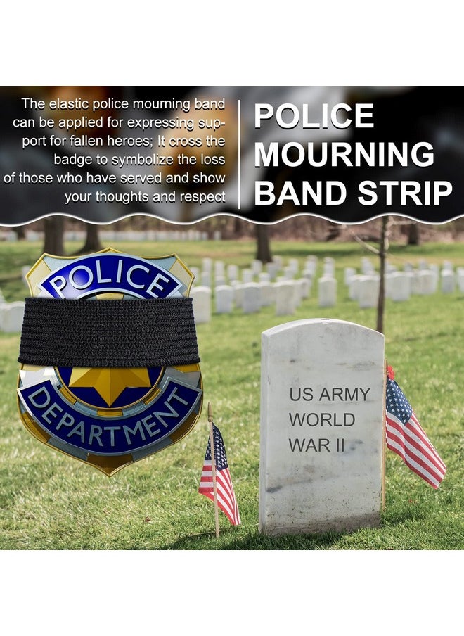 Giegxin - 100 Pieces Black Police Mourning Band Stripe Elastic Funeral Honor Guard Straps Mourning Bands For Badges Police Officer Badge Mourning Twill Band - Image 1