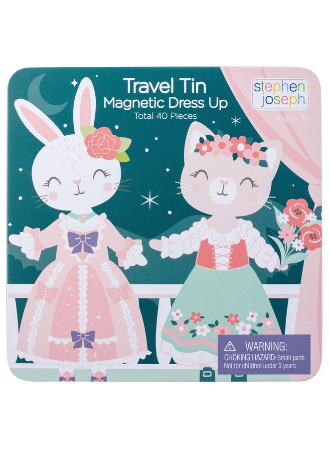 Stephen Joseph, Travel Tin Magnetic Dress Up,Bunny and Cat Small, 40 unique pieces - Image 1