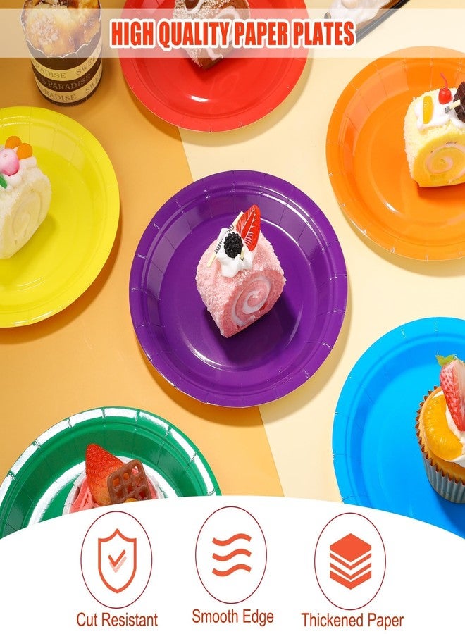 Kochorie 72 Pieces Rainbow Paper Plates 7 Inch Bulk Paper Plates Disposable Colorful Dessert Plates Tableware Table Decors Neon Party Supplies for Birthday, Dinner, Wedding - Image 3