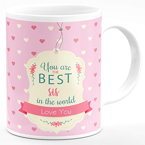 Chhaap You are The Best Sister in The World Love You Printed Ceramic Coffee Tea Milk Mug, Gift for Sister Sis Bhen Behan Didi Di Happy Birthday, Anniversary, Cousins Mug (URTB1 07) - Image 3