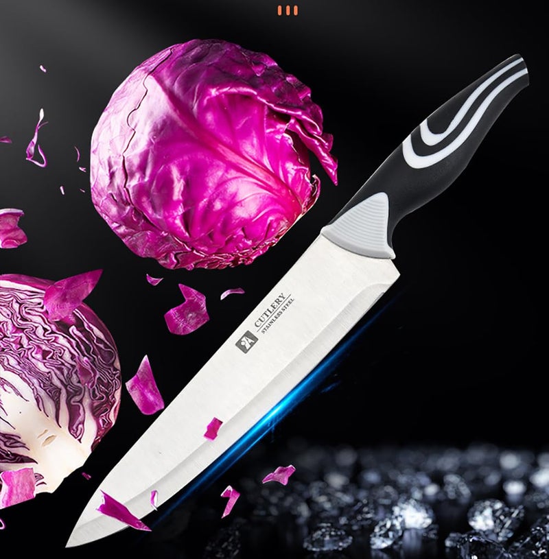 Captoola سكين كيريتسوك الكلاسيكية بطول 8 إنش من كابتولا، سكين ياباني، سكين متعددة الاستخدامات بطول 35 إنش، سكين طهاة محترف مع عصا شحذ، مجموعة من 3 قطع - Image 4