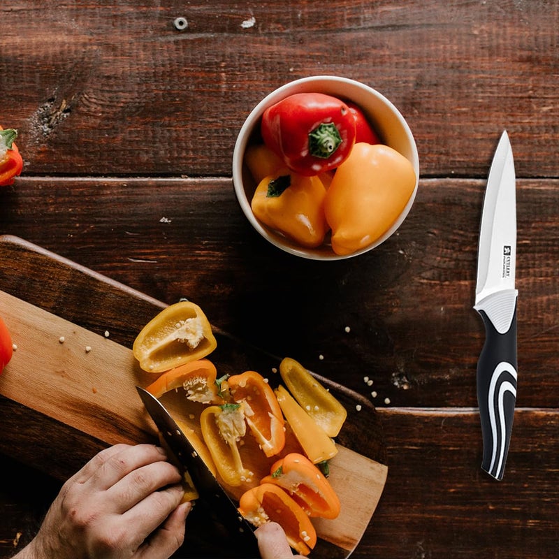 Captoola سكين كيريتسوك الكلاسيكية بطول 8 إنش من كابتولا، سكين ياباني، سكين متعددة الاستخدامات بطول 35 إنش، سكين طهاة محترف مع عصا شحذ، مجموعة من 3 قطع - Image 5