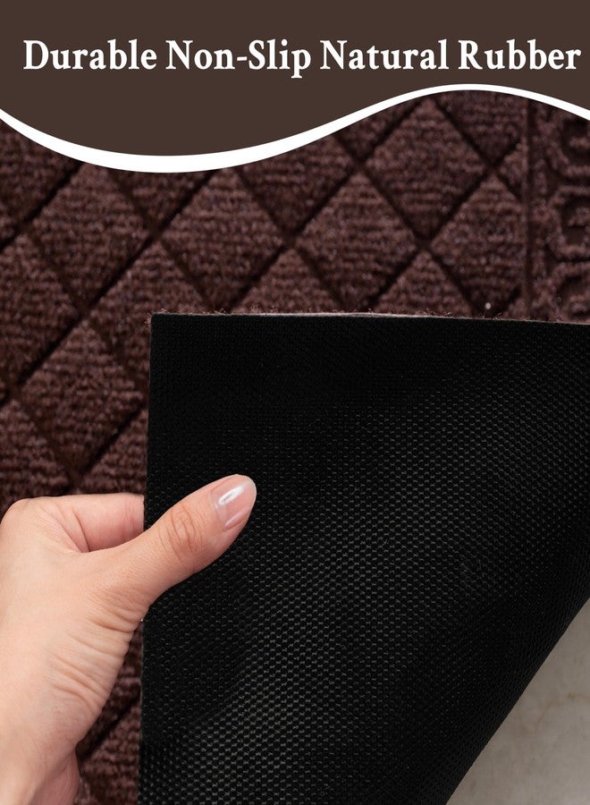 VivaNest Classic Coffee Brown Vintage Outdoor Indoor Entrance Doormats, Absorbent Durable Heavy Duty Welcome Front Door Mat,Thick Natural Rubber Back,Easy Clean Entryway Mat 17x30 Inch, Low Profile - Image 5