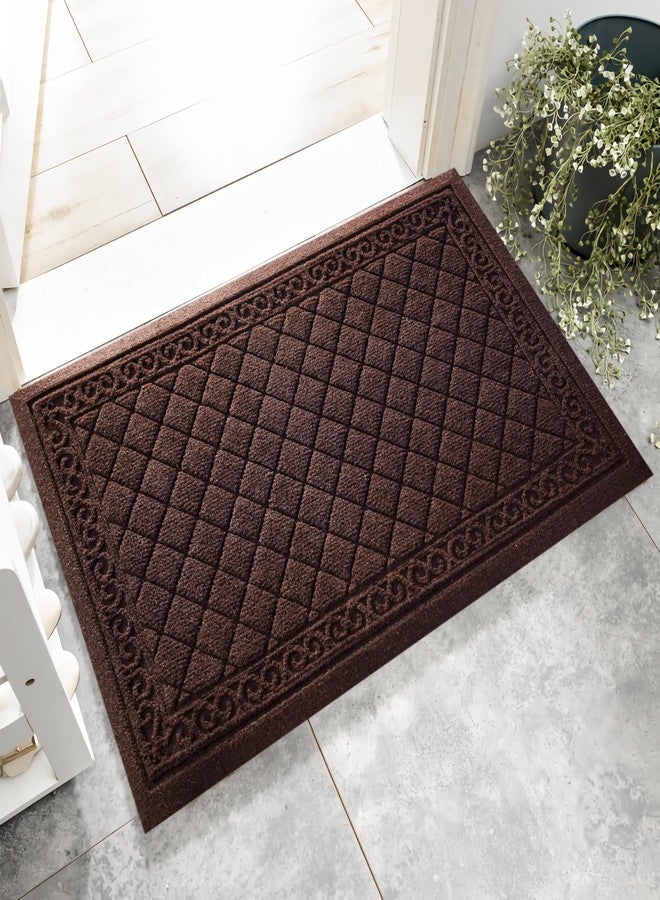 VivaNest Classic Coffee Brown Vintage Outdoor Indoor Entrance Doormats, Absorbent Durable Heavy Duty Welcome Front Door Mat,Thick Natural Rubber Back,Easy Clean Entryway Mat 17x30 Inch, Low Profile - Image 1