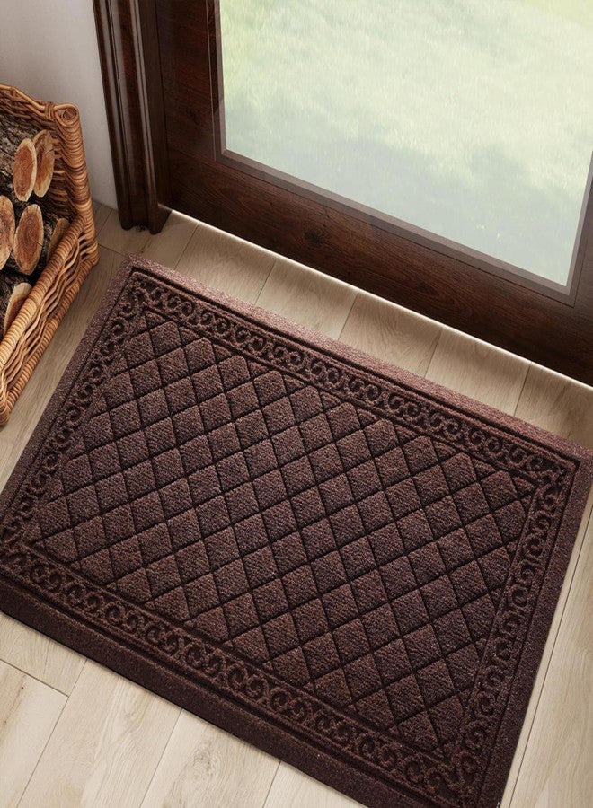 VivaNest Classic Coffee Brown Vintage Outdoor Indoor Entrance Doormats, Absorbent Durable Heavy Duty Welcome Front Door Mat,Thick Natural Rubber Back,Easy Clean Entryway Mat 17x30 Inch, Low Profile - Image 3