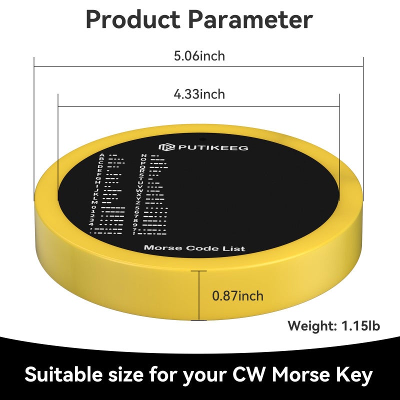 PUTIKEEG Morse Code Round Table Key morse code List Learning Shortwave Radio (Yellow) - Image 2