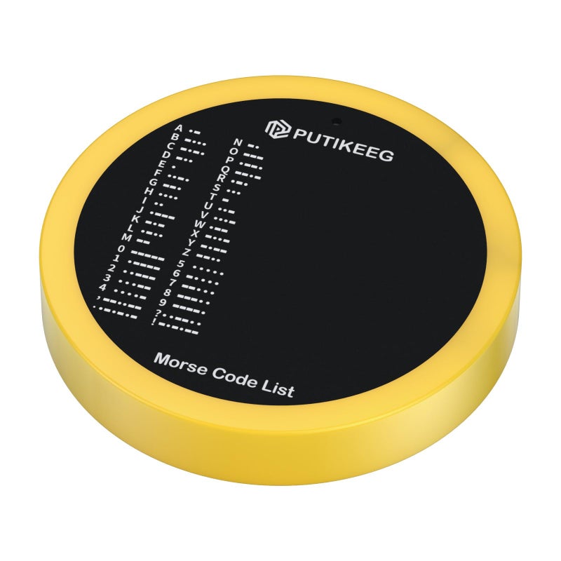 PUTIKEEG Morse Code Round Table Key morse code List Learning Shortwave Radio (Yellow) - Image 1