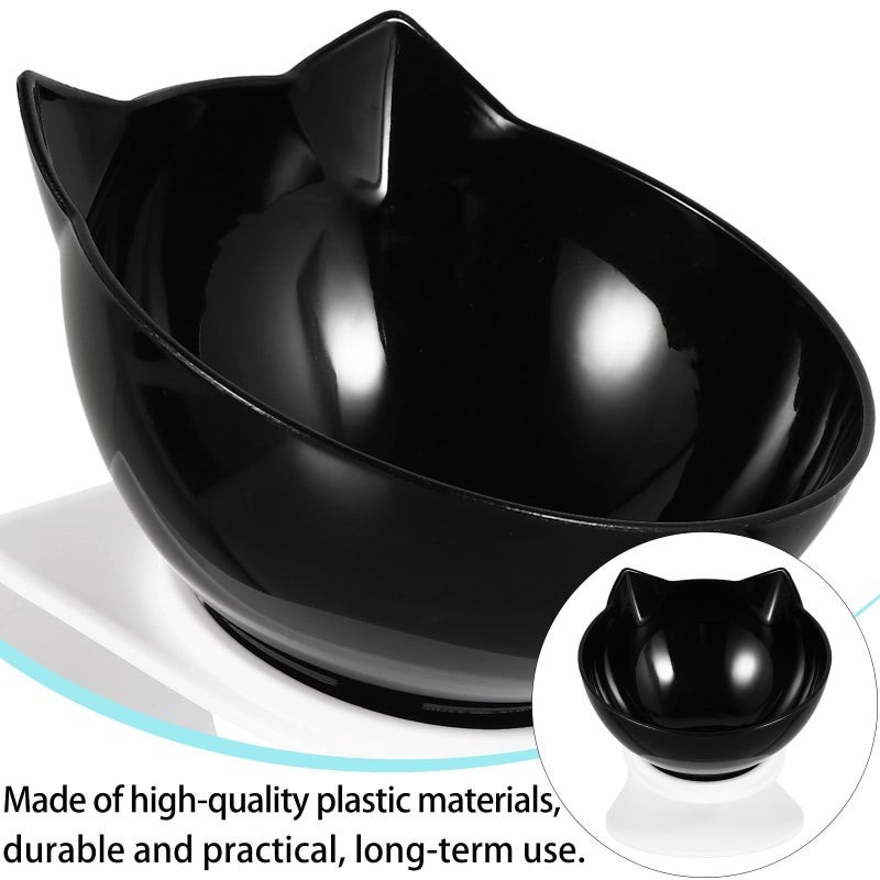 Elevated Cat Bowl Tilted Design Neck Protection Black Pet Food Feeder - Image 4