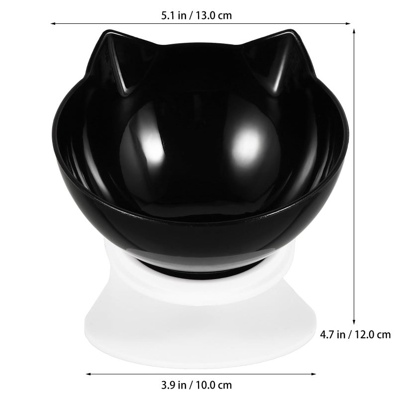 Elevated Cat Bowl Tilted Design Neck Protection Black Pet Food Feeder - Image 3
