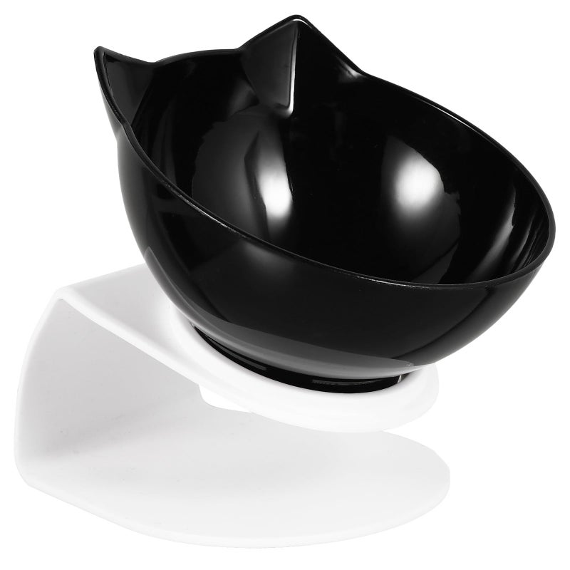 Elevated Cat Bowl Tilted Design Neck Protection Black Pet Food Feeder - Image 2