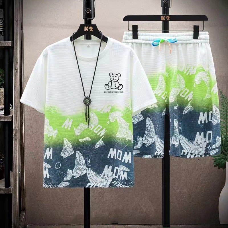 Teenager Short-Sleeved Shorts Set Male Student T-Shirt Men'S Clothes Junior High School Summer Sportswear Men'S Fashion - Image 1
