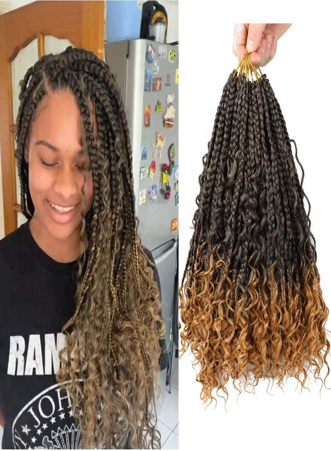 LMZIM 12 Inch Goddess Box Braids Crochet Hair Bohomian Crochet Box Braids Curly Ends 8 Pack 3X Crochet Braids Synthetic Braiding Hair Extension (12inch(pack of 8), T1B/27） - Image 1