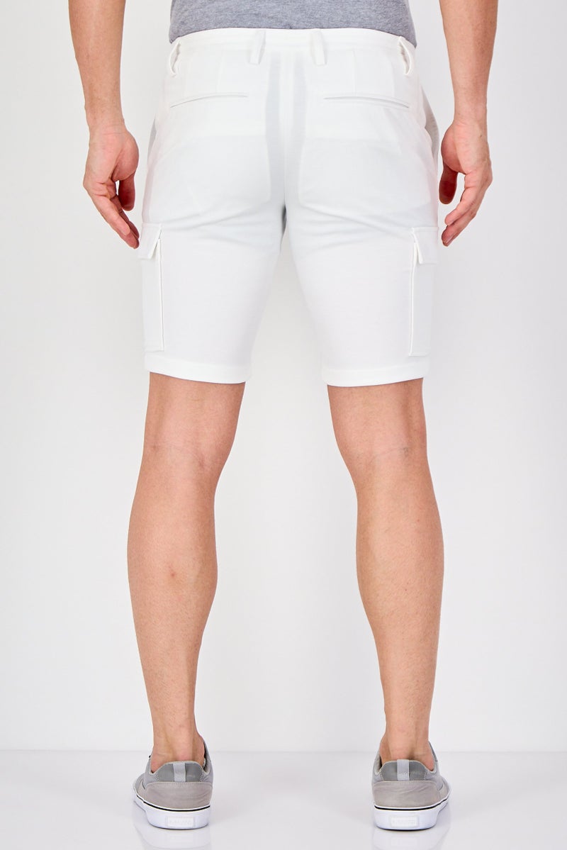 Celio Men Solid Cargo Short, White - Image 3