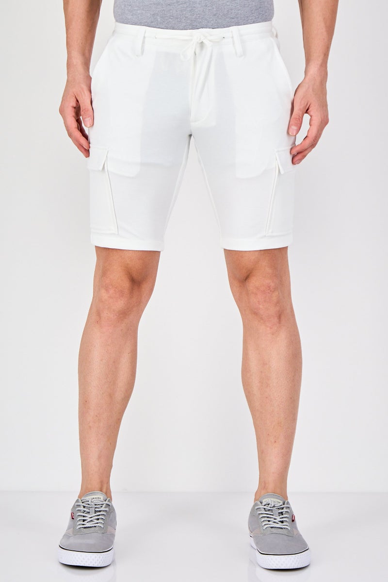 Celio Men Solid Cargo Short, White - Image 1
