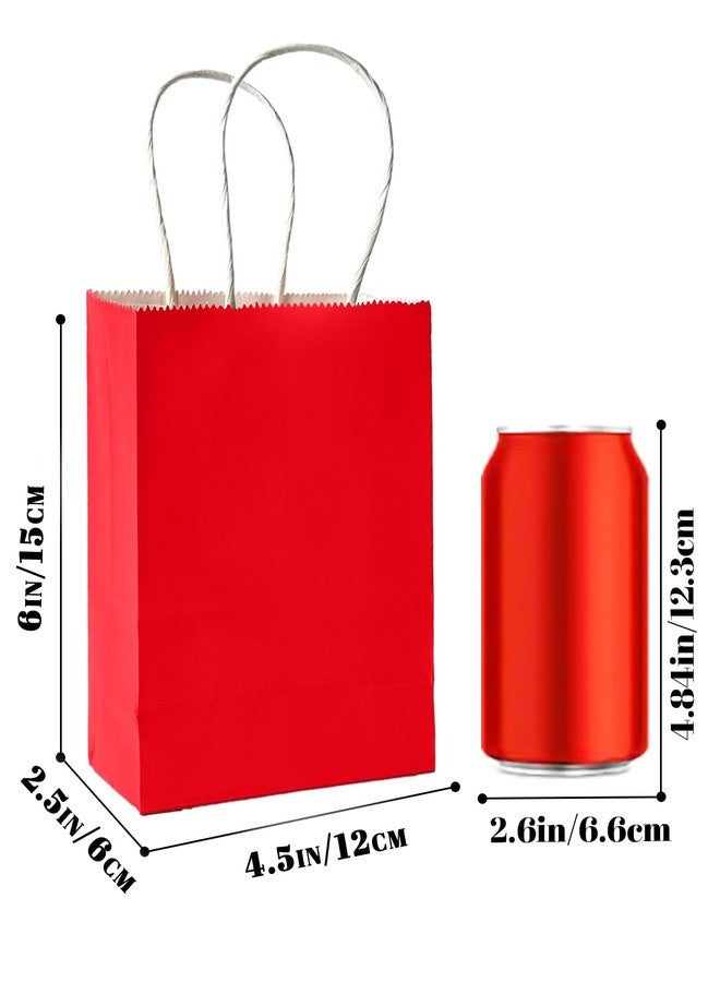 Bakepacker 100 Pcs Red Mini Paper Gift Bags with Handles 6"x4.5"x2.5" Party Favor Bags Multiple Uses (Mini size) - Image 3