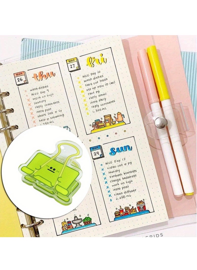 Generic 2pcs Colorful Small Eyes Cartoon Acrylic Expression Small Eyes Long Tail Clip Office Stationery Pp Clip Document Ticket Clip Hand Account Book Clip Cute Clip  - Image 3
